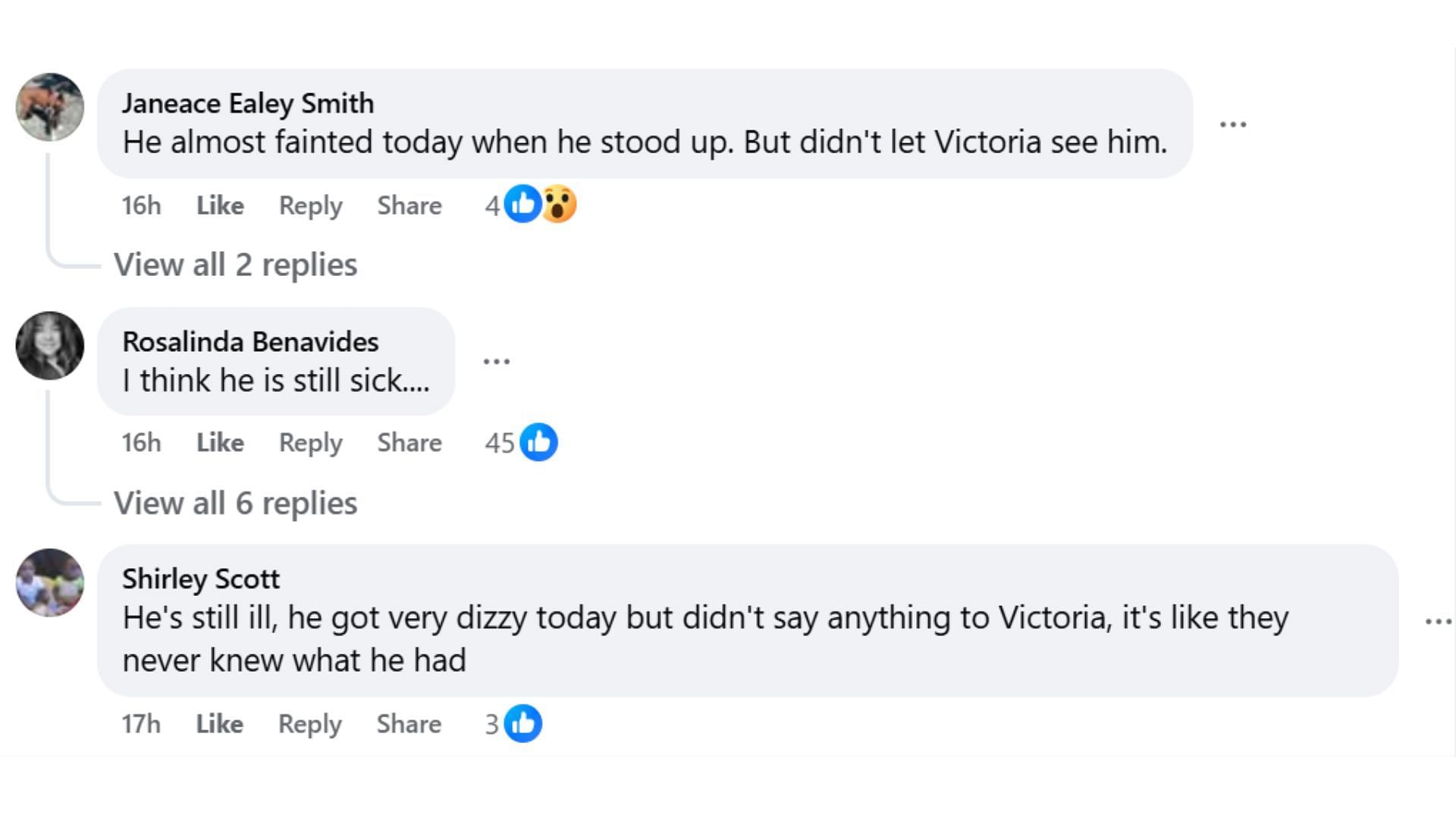 Comments by fans on the post (Image via Facebook/@Mary Ellen Whitaker)